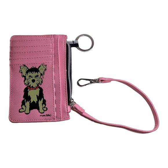 Marc Tetro Love My Yorkie Dog Pink Tote Bag Purse With Card Holder Wristlet - Picture 4 of 7